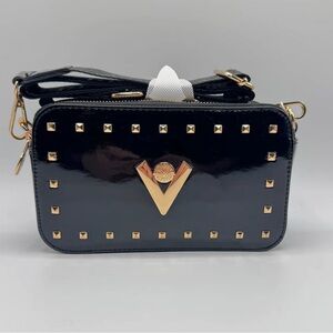 New Valentino Orlandi Black and Gold Crossbody Bag